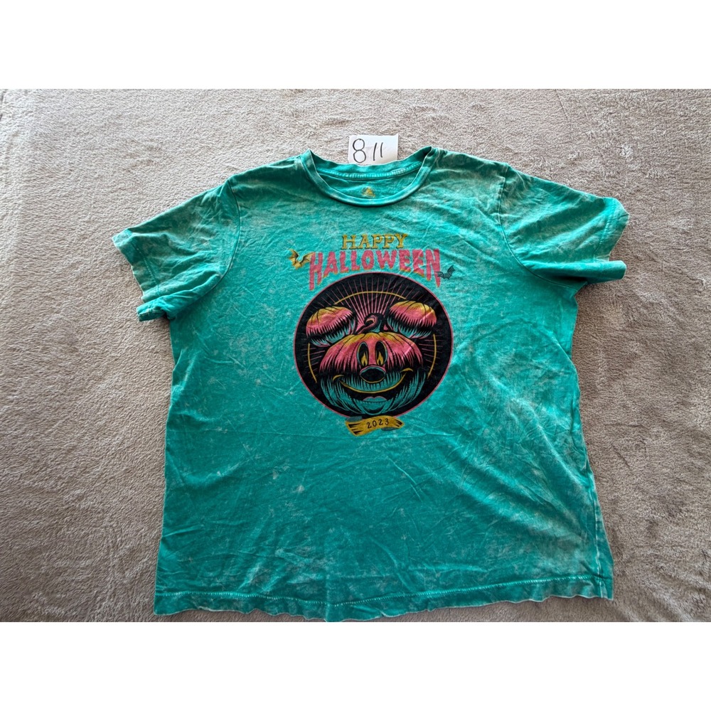 Disney T-Shirt Unisex Medium Teal Halloween 2023 Mickey Pumpkin